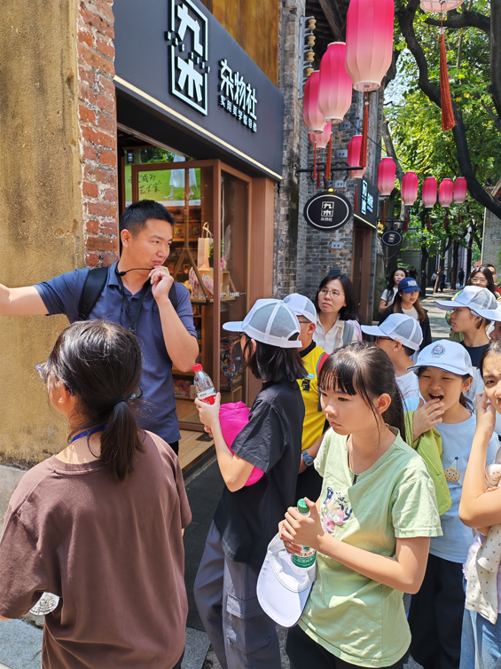 Students exploring a cultural site with a guide.